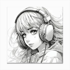 Anime Girl With Headphones 7 Canvas Print