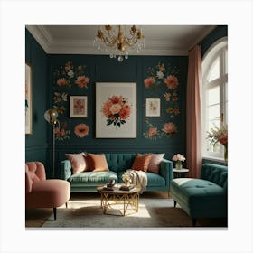 Floral Living Room Canvas Print