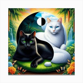 Yin Yang Cats 20 Canvas Print