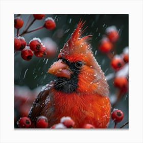 Cardinal In The Snow Canvas Print