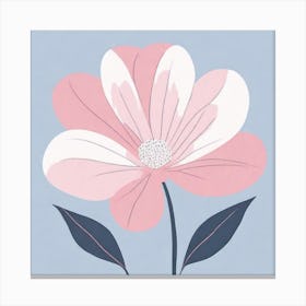 A White And Pink Flower In Minimalist Style Square Composition 385 Canvas Print
