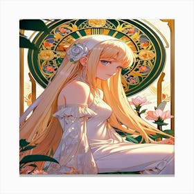 Girl With Long Blonde Hair Canvas Print