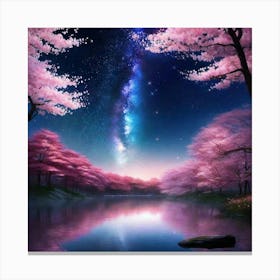 Cherry Blossoms In The Night Sky 1 Canvas Print