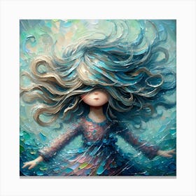 Dreamy Rainstorm Mystery Girl 2 Oil Painting Canvas Print