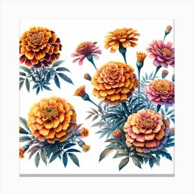 African Marigold flowers 4 Canvas Print