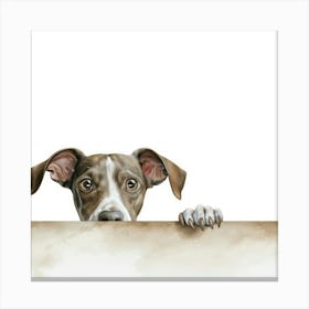 Dog Peeking Over The Wall 18 Canvas Print