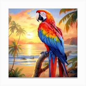 Parrot At Sunset 2 Canvas Print