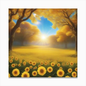 Sunflowers In The Field Canvas Print