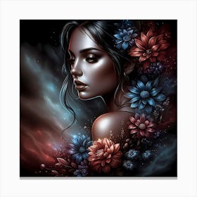 Girl With Flowers 9 Canvas Print