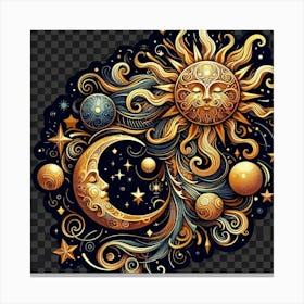 Sun, Moon And Stars 2 Canvas Print