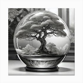 Bonsai Tree In A Glass Ball 2 Canvas Print