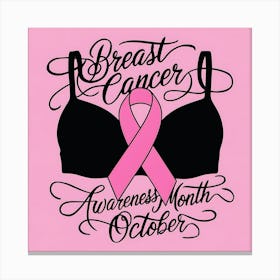 Women Breast Cancer Awareness background in Pink Ribbon international symbol for month October clipart and poster clipart and wall art 12 Canvas Print