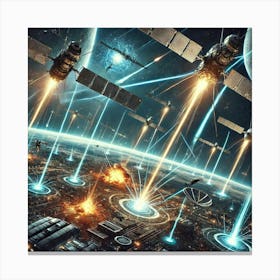 Orbital Siege Network Strikes Illustration Converted Canvas Print