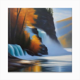 Waterfall In The Fall Canvas Print