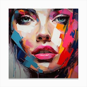 Oil Painting of a Beautiful Woman with Vivid Splashes of Paint and Elegance Canvas Print
