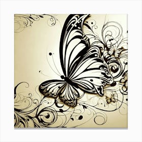 Butterfly And Floral Design 2 Canvas Print