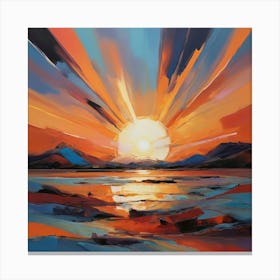 Sunset In Scotland Paintings Art Print Canvas Print