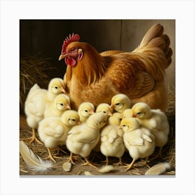 Chickens And Chicks Canvas Print