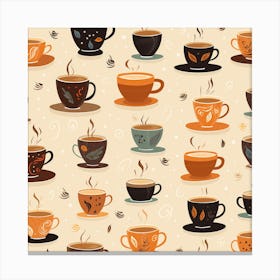 Seamless Pattern Of Coffee Cups Canvas Print