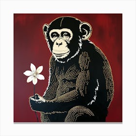 Doty monkey with flower Canvas Print