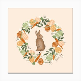 Easter Bunny, Easter Wreath, Easter eggs, Warm, Kids wall art Canvas Print