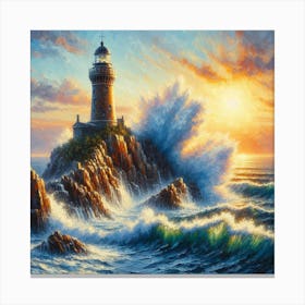 Lighthouse At Sunset 1 Canvas Print