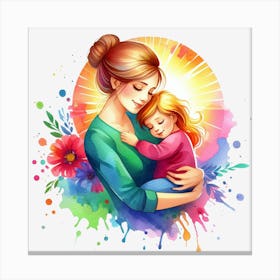 Mother And Daughter Watercolor Mothers Day Canvas Print