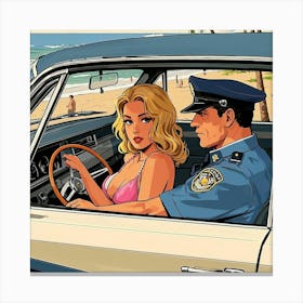 Woman And Police In The Car Toile