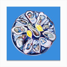 Oysters On A Plate Square Canvas Print