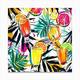 Seamless Pattern With Tropical Drinks 1 Canvas Print