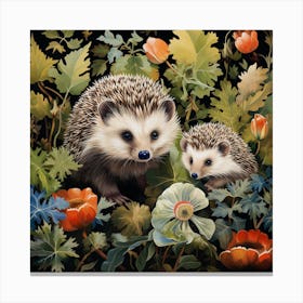 Hedgehogs In The Garden Canvas Print
