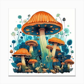 Mushrooms In The Forest 45 Canvas Print