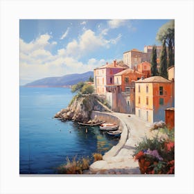 Sorrento Serenade: Coastal Charm in Watercolour Brilliance Canvas Print