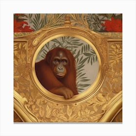 Orangutan In A Golden Frame Canvas Print