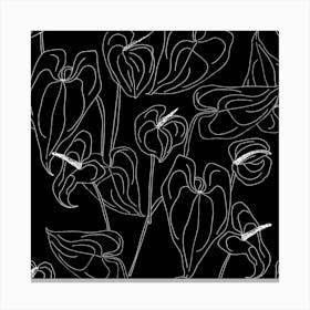 Black And White Linear Anthurium Canvas Print