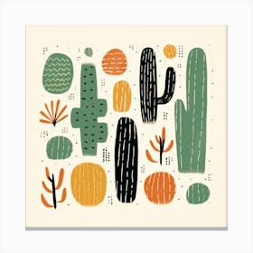Rizwanakhan Simple Abstract Cactus Non Uniform Shapes Petrol 50 Canvas Print