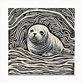 Sdxl 09 Seal Pup Linocut 0 Upscaled Upscaled Canvas Print