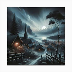 Night In The Village Canvas Print