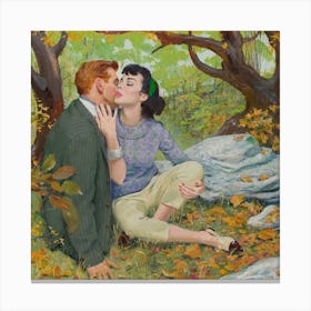 Kissing In The Woods Canvas Print
