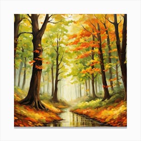 Forest In Autumn In Minimalist Style Square Composition 332 Canvas Print