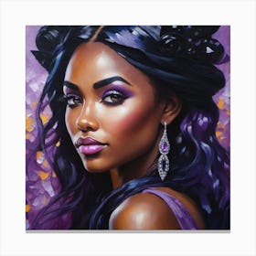 Black Woman With Purple Hair Canvas Print