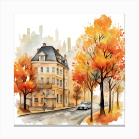 Watercolor Autumn House 1 Canvas Print