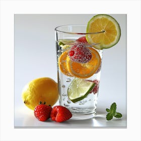 Glass Of Water With Fruit Canvas Print