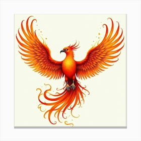 Majestic Phoenix With Fiery Wings, Watercolor 1 Canvas Print