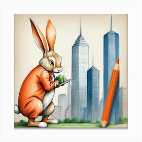 Rabbit In The City 2 Canvas Print