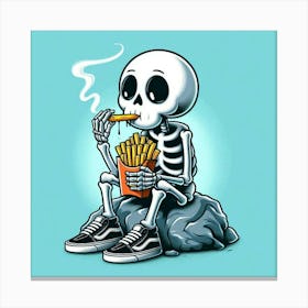 Skeleton Smoking French Fries 1 Canvas Print