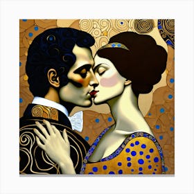 Kiss in Gustav Klimt style 2 Canvas Print