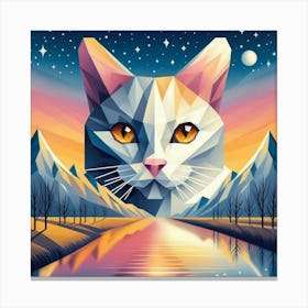 Poppy Low Poly Cat Canvas Print