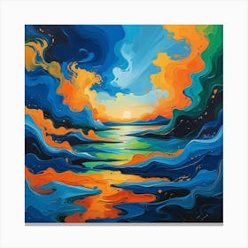 Sunset Painting Art Print (4) Stampe su tela