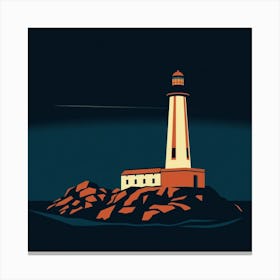 Lighthouse At Night 2 Canvas Print